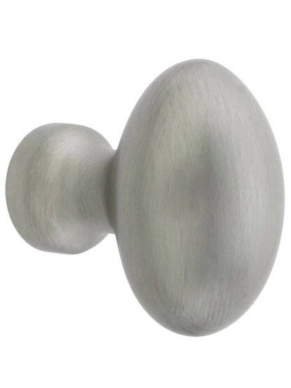 Small Oval Brass Cabinet Knob - 1 inch x 5/8 inch in Brushed Nickel.